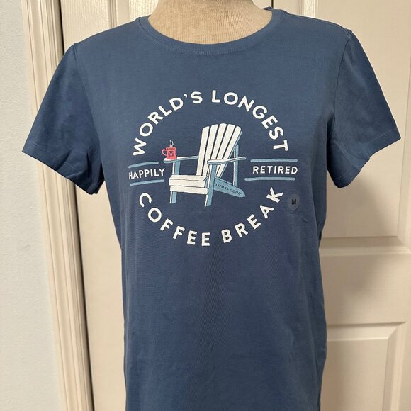 Life Is Good NEW Size MEDIUM Crusher Tee Blue Retirement - Picture 1 of 8
